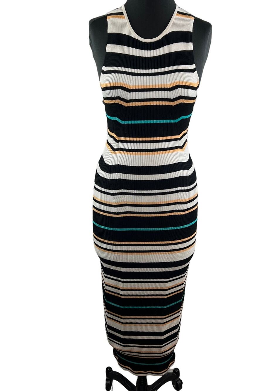 RONNY KOBO Striped Sleeveless Sweater Dress Bodycon Form Fitted Crewneck Size XS